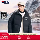 斐乐（FILA） 官方羽绒服情侣款冬季休闲运动连帽长袖印花保暖外套男女装上衣 正黑色-BK M 170/92A