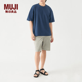 MUJI男式棉弹力斜纹短裤男士裤子休闲裤运动裤男生款AED91C3S