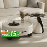 青子悠圆形茶几客厅家用现代简约创意高级感中古奶油风小户型茶几组合 【黑白色】80CM茶几组合