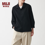 MUJI 男女通用法兰绒开领衬衫长袖休闲百搭衬衣外套纯棉全棉ACA71A1A 黑色 S-M 165/88A