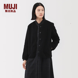 MUJI 女式 抓绒 开衫 外套 外衣 长袖 25年冬季 女装 BB2T4C5A 黑色 L （165/88A）