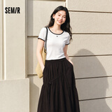 森马（Semir）商场同款|半身裙女26夏灵动蝴蝶结长裙纯白a字裙子101326120011