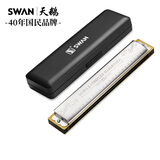 天鹅（SWAN）24孔复音演奏口琴C调音位标注学生成人教学推荐乐器银色