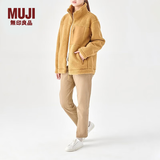 MUJI 男女通用 羊羔绒拉链夹克 春秋柔软摇粒绒外套  格雷系 暗黄色 XXS-XS（160cm）
