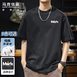 马克华菲（MARK FAIRWHALE）短袖男士夏季潮牌休闲短袖T恤男宽松重磅220g纯棉男装 黑色 2XL