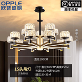 欧普照明（OPPLE）2026新款轻奢客餐厅水晶吊灯主灯现代简约大气全屋套餐灯具组合 15头-三色变光包安装