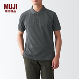 MUJI 男式 水洗 珠地网眼 POLO衫 纯棉全棉 ABE02A2S 深灰色 M