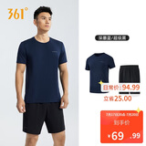 361°跑步运动套装男夏季健身休闲羽毛球短袖短裤两件套652414001H-2