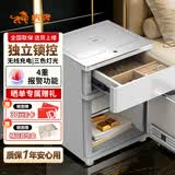 虎牌保险柜家用小型指纹密码保险箱智能一体式无线充电首饰收纳床头柜防盗隐藏式保管柜 岚图55cm 白色