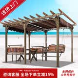 紫叶庭院葡萄架秋千户外凉亭休闲防腐木亭子花园室外别墅铁艺遮阳棚 葡萄架3.5*2.5咖啡色顶棚布