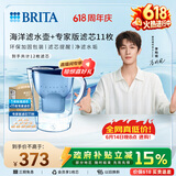 碧然德（BRITA）过滤净水器 滤水壶 净水壶 海洋系列 去水垢专家版滤芯11枚 环保加固包装
