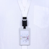 卡富仕（cardfuss） 推合滑盖卡套配易拉扣伸缩挂绳胸牌吊牌挂脖厂牌IC门禁卡套胸卡套外壳保护套 T3灰白竖+D2白色挂绳 1个