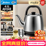 美的（Midea）电热水壶烧水壶食品级304不锈钢内胆1800W速热分离式底座2-4人4.2L大容量 MK-SH42X3【价保618】
