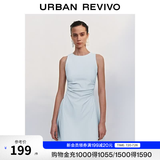 UR春季新款女摩登气质褶皱收腰显瘦无袖连衣裙UYY750030 淡蓝 S