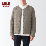 MUJI 男式 便携式 无领羽绒夹克男款 男士羽绒服冬季款 保暖 浅灰棕色2A L