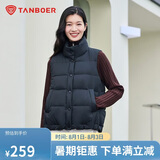 坦博尔羽绒服马甲女立领宽松外搭短款羽绒背心外套TD236006 黑色 165