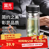富光男女士双层玻璃杯 水杯 支持团购定制 304杯子泡茶杯400ML黑