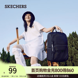 斯凯奇（Skechers）双肩包男女同款学生经典红色书包时尚大容量休闲运动旅行通勤背包 碳黑/0018