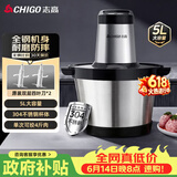 志高（CHIGO）绞肉机家用5升大容量绞馅机304不锈钢自动多功能大功率搅拌机5L双刀商用碎肉一体机2026新款wn-20