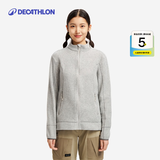 迪卡侬（DECATHLON）户外透湿抓绒女加厚摇粒绒抓绒衣保暖外套冲锋衣内胆MH100 全拉链-浅灰色 M