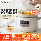 小熊（Bear）电炖锅 电炖盅 煲汤炖汤一体电锅 白瓷炖锅3-4个人用陶瓷全自动煮粥锅 直炖电炖锅 DDG-D30H5 3L