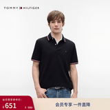Tommy Hilfiger【撞色镶边】26春夏男女珠地棉短袖T恤/【纯色修身】POLO衫 【合身款】曜岩黑色BEG XL