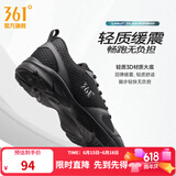 361°运动鞋男鞋夏季新品透气网面跑鞋黑色通勤轻质耐磨慢跑步鞋男 曜石黑/烟灰 45