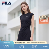 斐乐 斐乐官方女装针织连衣裙2025夏季新款时尚休闲无袖收腰裙子 正黑色-BK M 165/84A/M