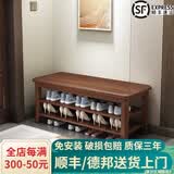 木叶私语（MUYESIYU）【顺丰发货】实木换鞋凳门口家用进门收纳鞋柜入户可坐鞋凳式鞋柜 二层胡桃色（100CM*30CM*42CM）