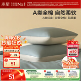 水星家纺枕套全棉枕头套100%纯棉A类枕头罩一对装双人家用48x74cm青