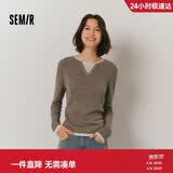 森马（Semir）森马毛衣女短款假两件含羊毛针织衫24冬新款保暖内搭109724107015