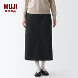 MUJI 女式 丝光斜纹 裙子半身长裙秋冬季简约风纯棉全棉BEK37C2A 黑色 M(160/66A)