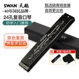 天鹅（SWAN）24孔复音C调演奏口琴音位标注学生儿童教学推荐口琴经典黑