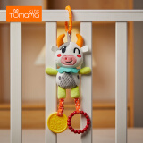 兔妈妈（Tumama Kids）新生婴儿手推车挂件布艺风铃摇铃0-1岁幼儿床铃宝宝车载安抚玩具3 小牛~毛绒风铃