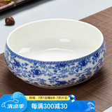 瓷牌茗茶具（cipaiming teaset）瓷牌茗粗陶特大号茶洗陶瓷青花瓷水洗碗杯笔洗玻璃茶杯父亲节礼物 陶瓷花香牡丹茶洗-中（8英寸）