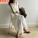 梵昇昱连衣裙女2026夏高级感小众设计法式初恋无袖白色背心气质宽松长裙 不规则吊带连衣裙【白色】 L 100-115斤