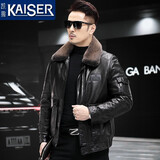 凯撒真皮皮衣男秋冬海宁皮衣皮毛一体水貂内胆真皮夹克皮草冬装外套男 黑色 175/XL 适合体重130-145斤