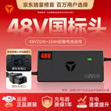 雅迪48V20Ah【国标接口】铅酸充电器原装适用48V3A电摩电瓶车电池通用京东自营最新款