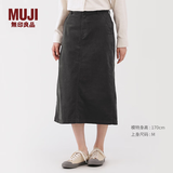 MUJI 女式 弹力灯芯绒 窄裙 长半身裙 裙子女装女款 25年冬季BE1XWA5A 深灰色 M （160/66A）