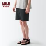 MUJI 男式 棉水洗府绸 短裤休闲短裤男款夏季纯棉全棉AED14A2S 黑色 M