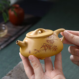 藏壶天下宜兴紫砂壶纯手工刻绘紫砂茶具黄金段泥茶壶冰心石瓢