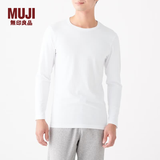MUJI 男式 使用了棉的冬季内衣圆领长袖T恤 69AA452打底衫打底衣 白色 M
