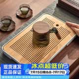 忆壶茶（YIHUTEA）茶盘托盘家用茶台带排水小型沥水储水实木功夫托盘泡茶具竹茶托 大号茶盘（白色）36.5*24cm