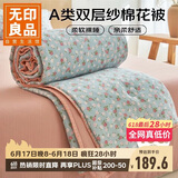 无印良品A类双层纱里外全棉夏被100%纯棉花被子 夏凉空调被芯 200*230cm