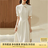 尚都比拉新中式气质连衣裙女夏季旗袍改良版中长款小个子A字裙 米白色 M