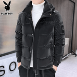 花花公子羽绒服男士冬季新款鸭绒防寒服加厚时尚休闲中青年免洗保暖外套男 黑色 2XL 【建议115-135斤】