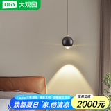 大观园（DGY）床头吊灯现代简约卧室小夜灯创意个性升降吊线灯北欧书房灯具473O 9935升降款-哑黑-暖光5W-全光谱