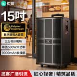 索爱（soaiy）15吋3分频8喇叭广场舞音响木质大功率便携式户外k歌重低音大音量移动拉杆音箱室外演出双麦SA-1509