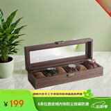 夺金匠手工木质手表收纳盒多表位绒布内饰胡桃木6表位品味礼物