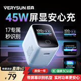 VERYSUN【识别机型安心充】威森45W屏显低温氮化镓充电器适用于苹果华为安卓IPhone手机快充充电头3c认证 【雪原蓝】通用单头